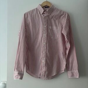 Abercrombie & Fitch Red White Striped Long Sleeve Muscle Shirt - Size S - EUC
